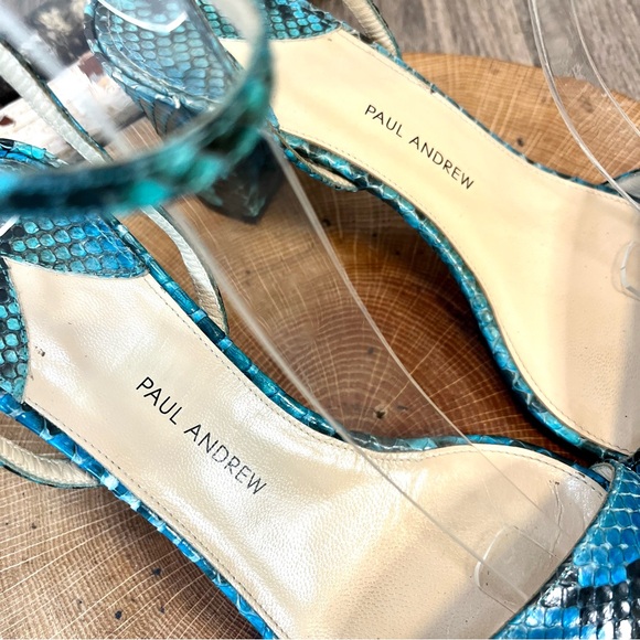 * Paul Andrew | Calla Blue/Black Python Ankle Strap Sandals Size 39.5